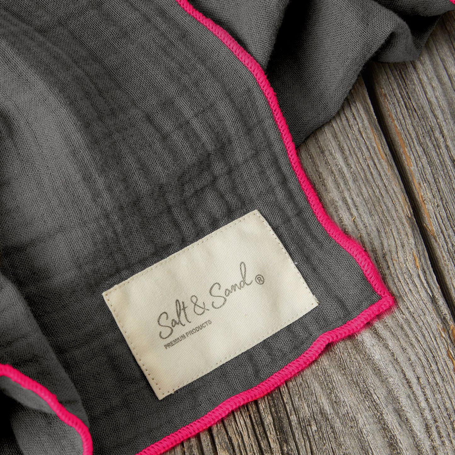 Musselin Tuch Damen l Anthrazit mit Pink