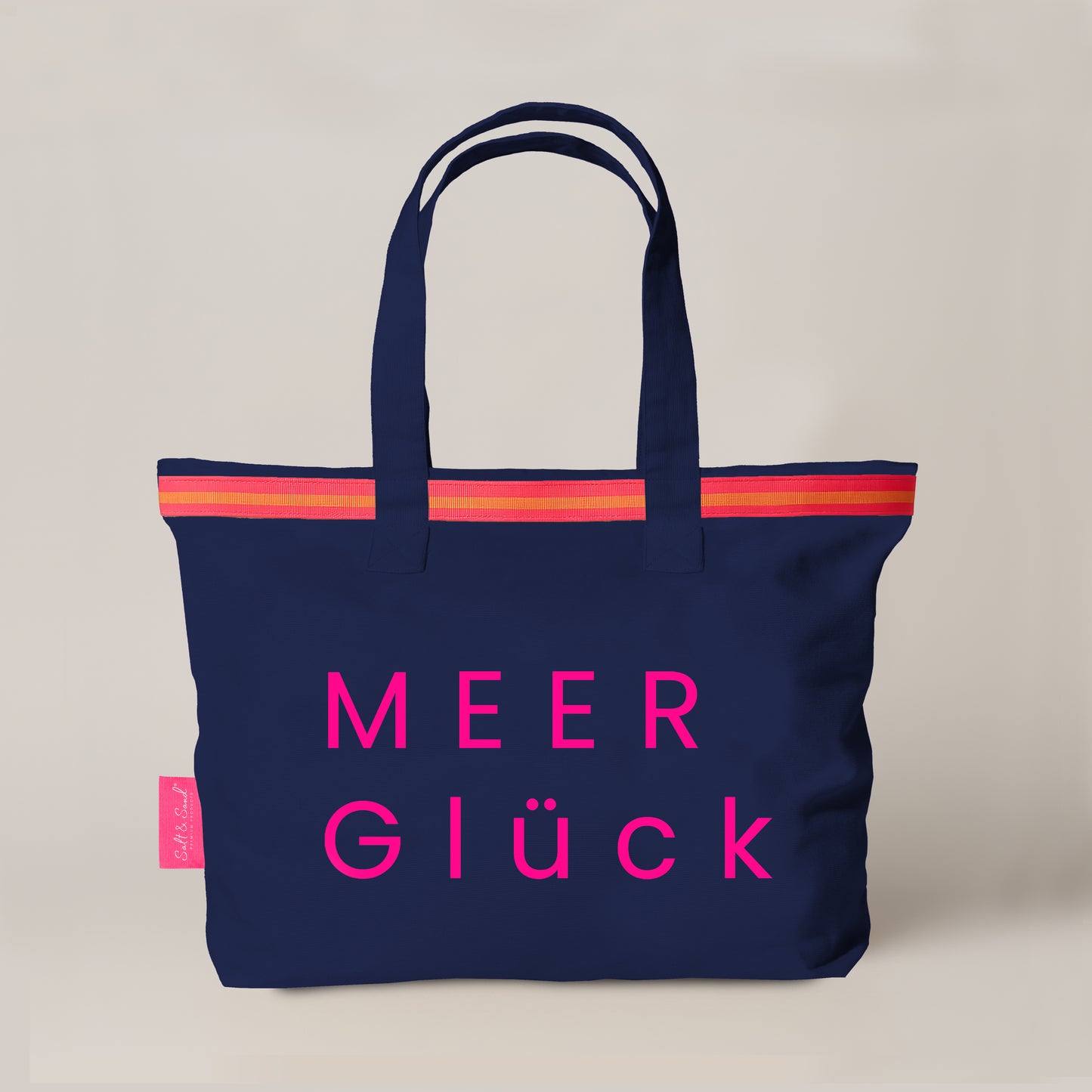 XL Canvas Shopper Strandtasche blau MEER Glück