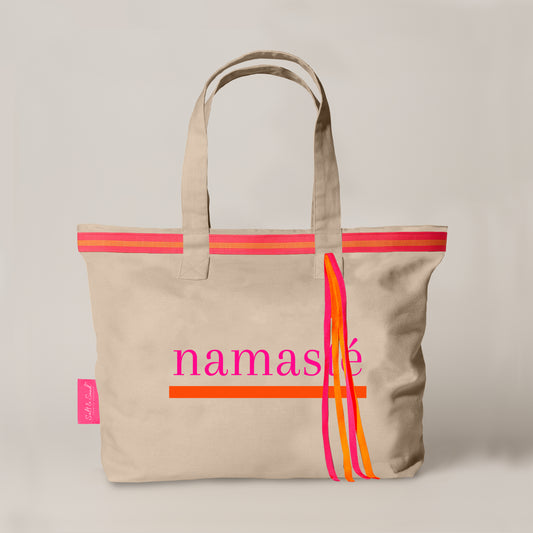 XL Canvas Shopper Strandtasche beige Namasté