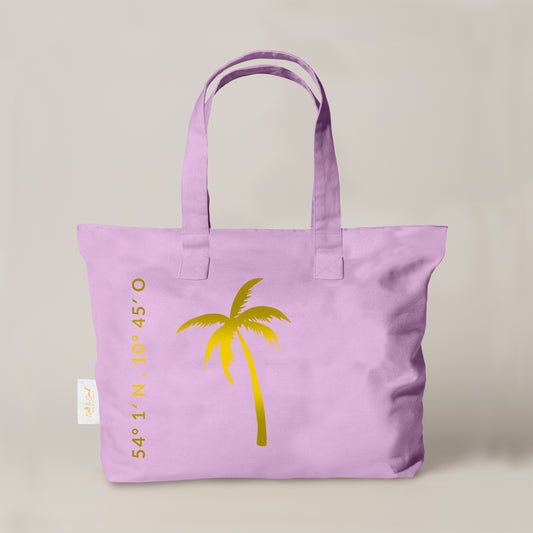 XL Canvas Shopper Strandtasche lavendel Palme