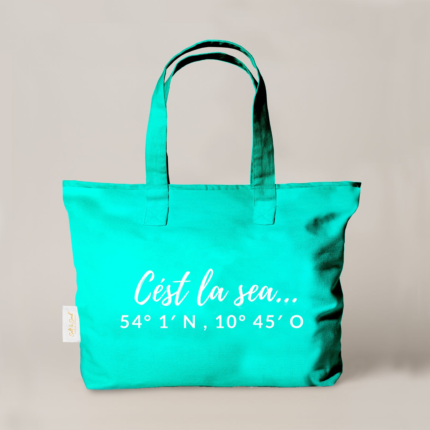 XL Canvas Shopper Strandtasche türkis Cést la sea