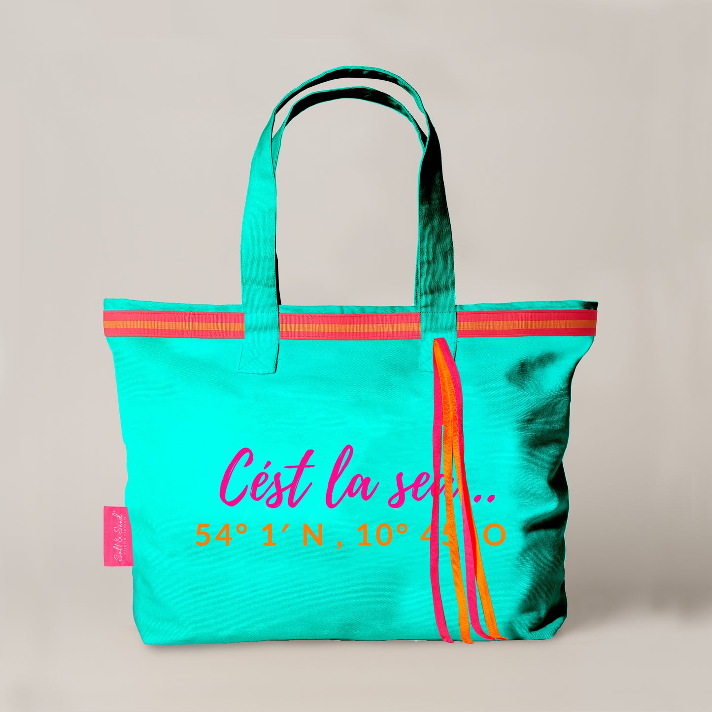 XL Canvas Shopper Strandtasche türkis Cest la sea