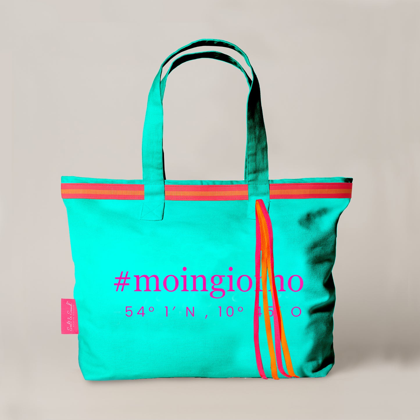 XL Canvas Shopper Strandtasche türkis Moingiorno