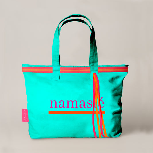 XL Canvas Shopper Strandtasche türkis Namasté