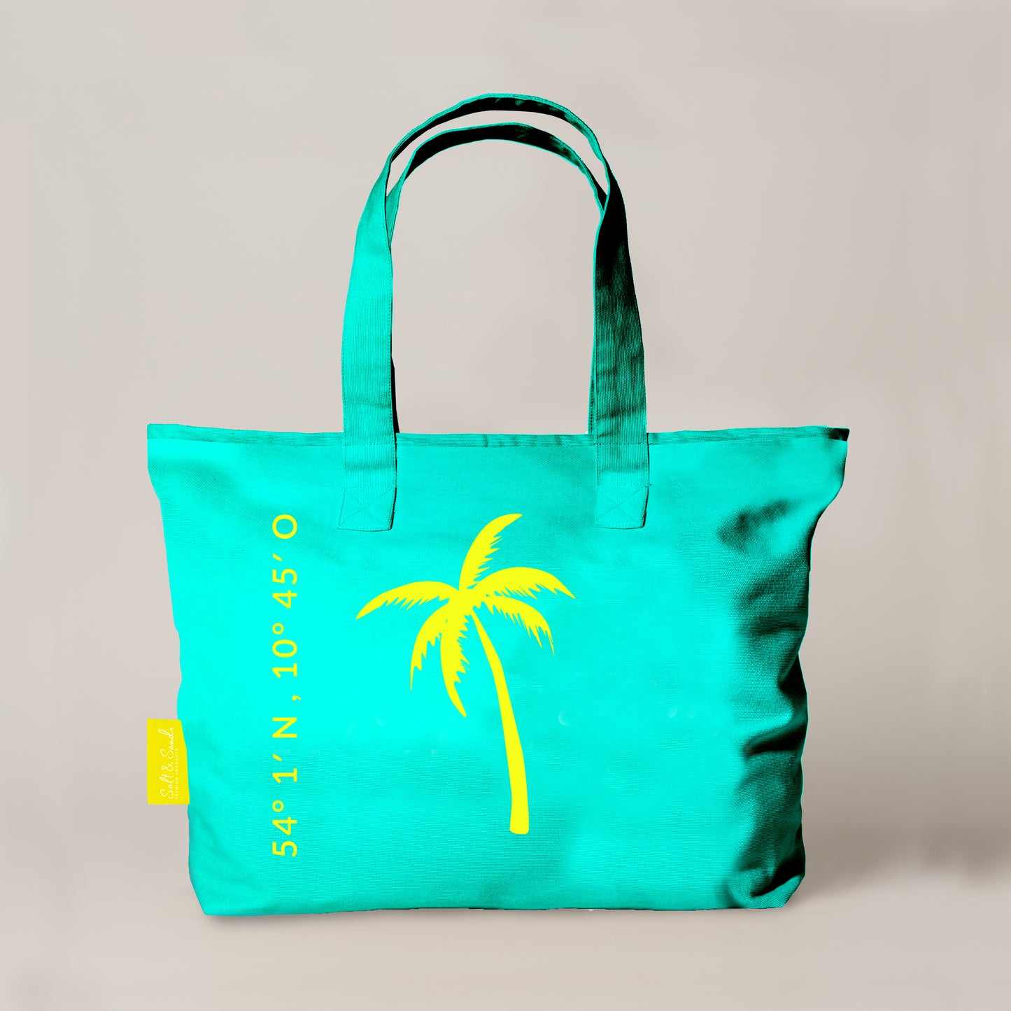 XL Canvas Shopper Strandtasche türkis Palme