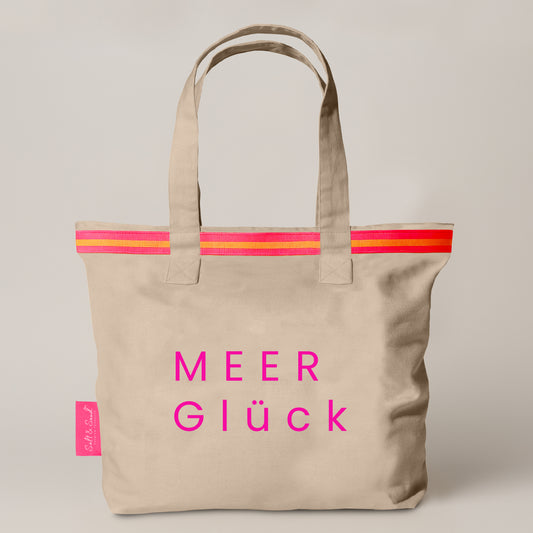 Canvas Shopper Tasche beige MEER Glück
