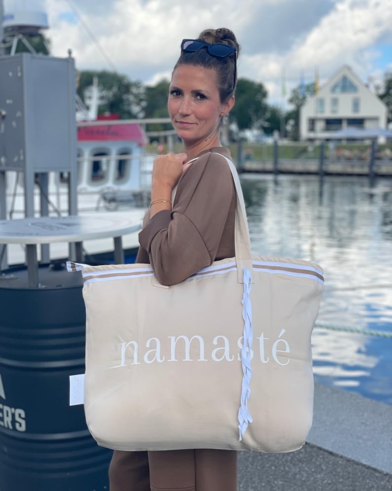 XL Canvas Shopper Strandtasche beige Namasté