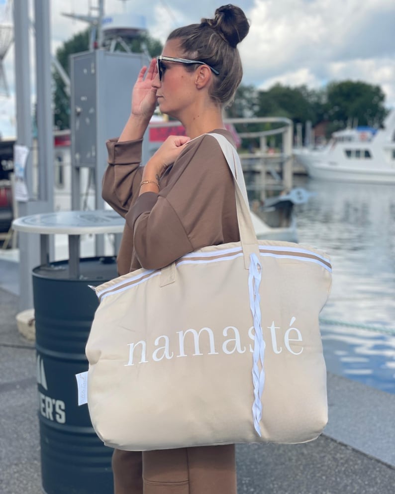 XL Canvas Shopper Strandtasche beige Namasté