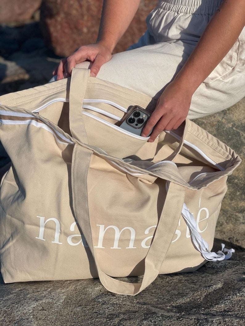 XL Canvas Shopper Strandtasche beige Namasté