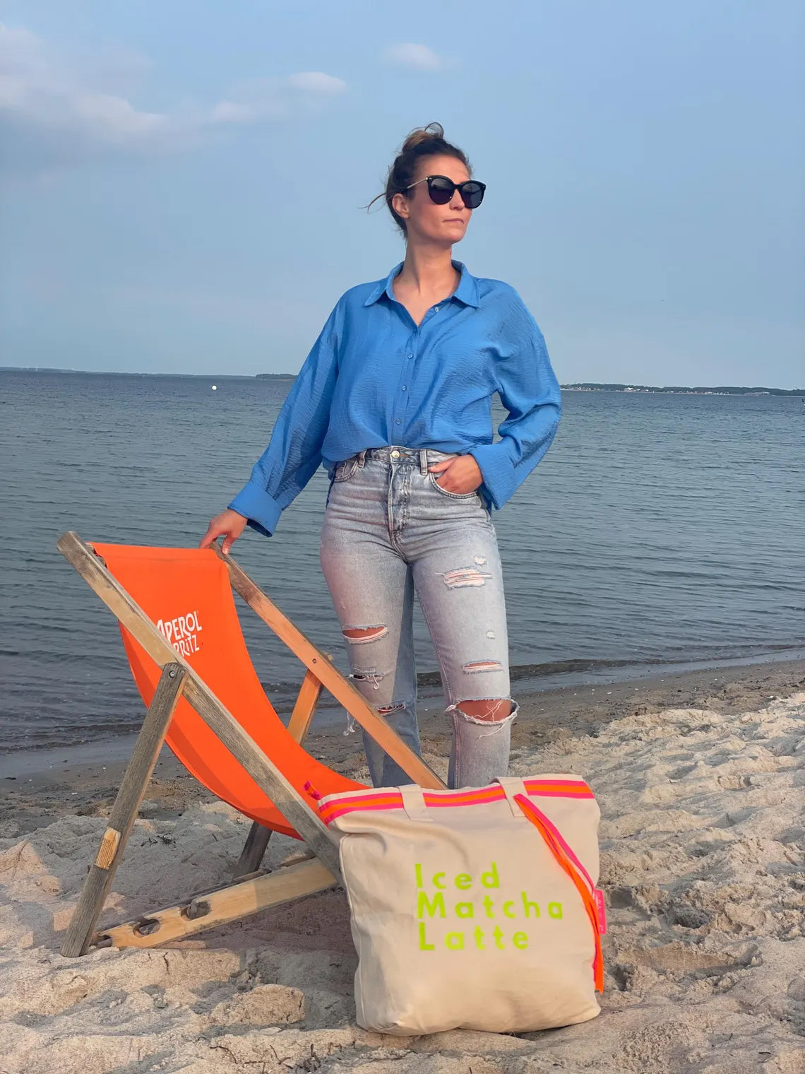 Canvas Shopper Tasche beige Iced Matcha Latte