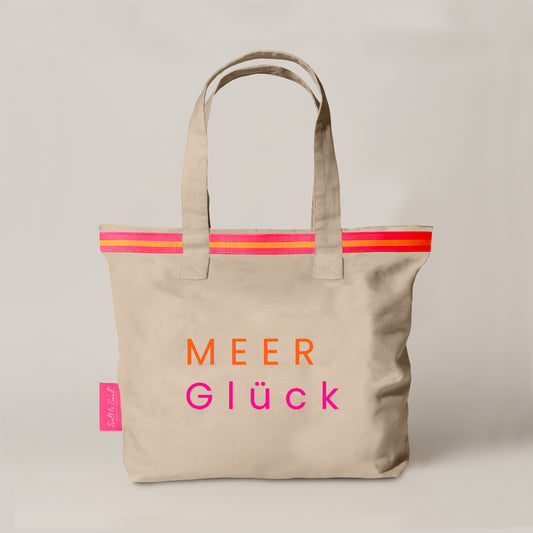 Canvas Shopper Tasche beige MEER Glück