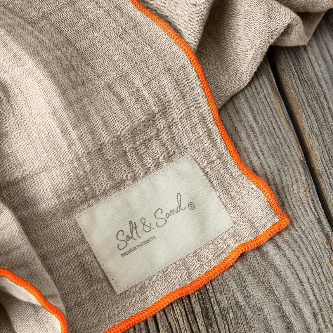 Musselin Tuch Damen l Beige mit Neon Orange