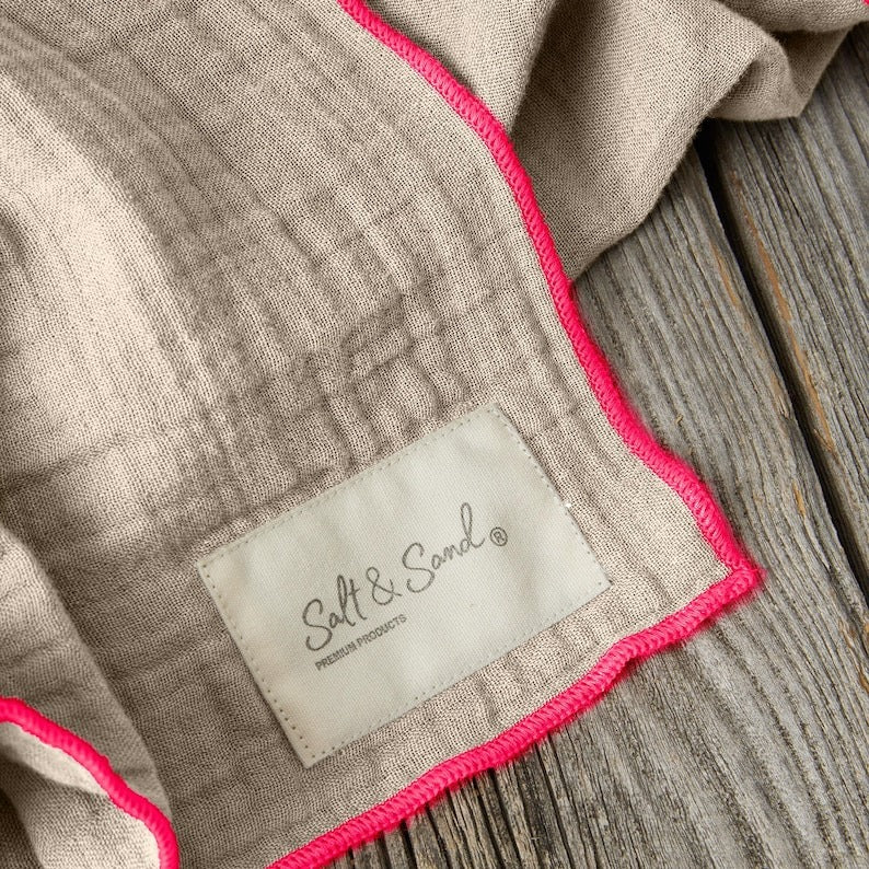 Musselin Tuch Damen l Beige mit Pink