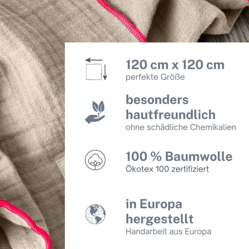 Musselin Tuch Damen l Beige mit Pink