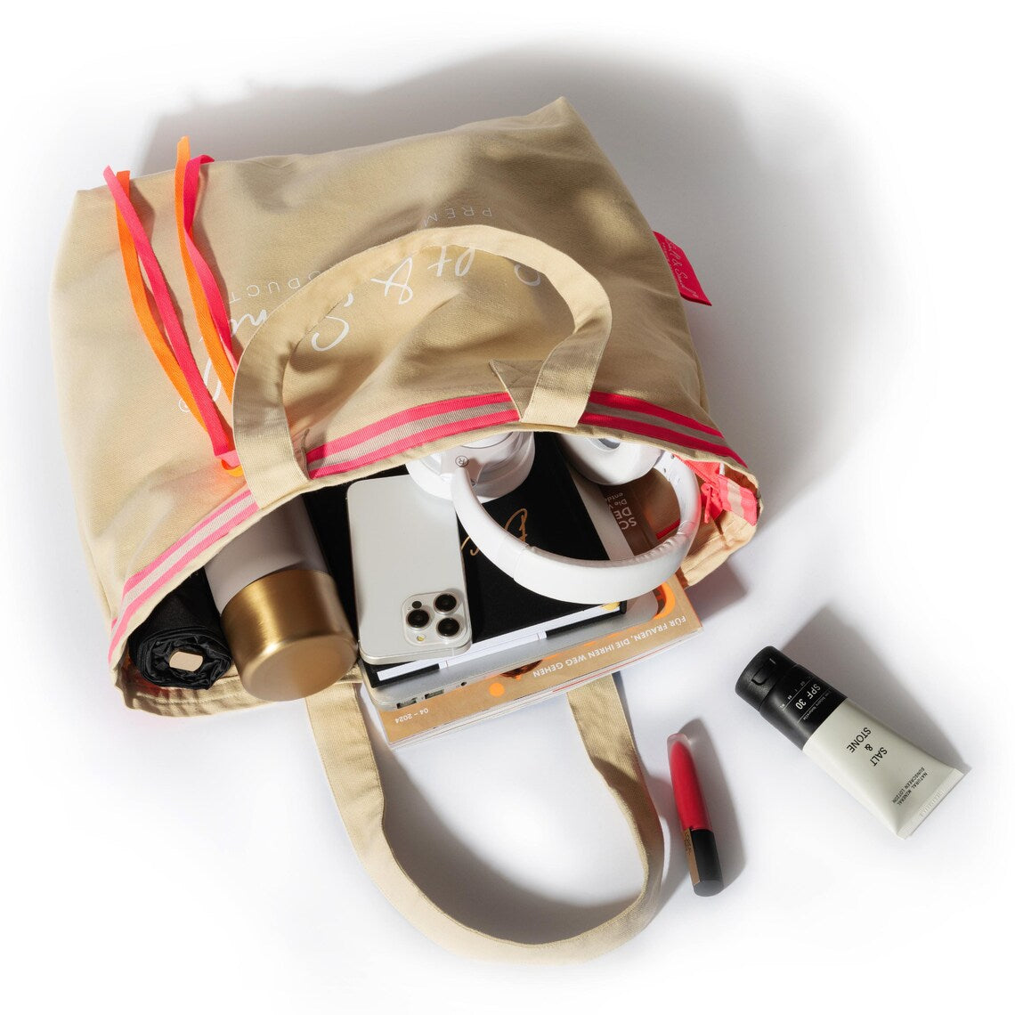 Canvas Shopper Tasche beige Iced Matcha Latte