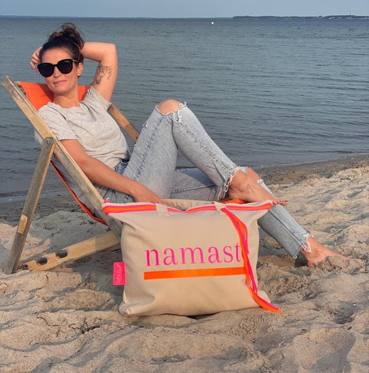 XL Canvas Shopper Strandtasche beige Namasté