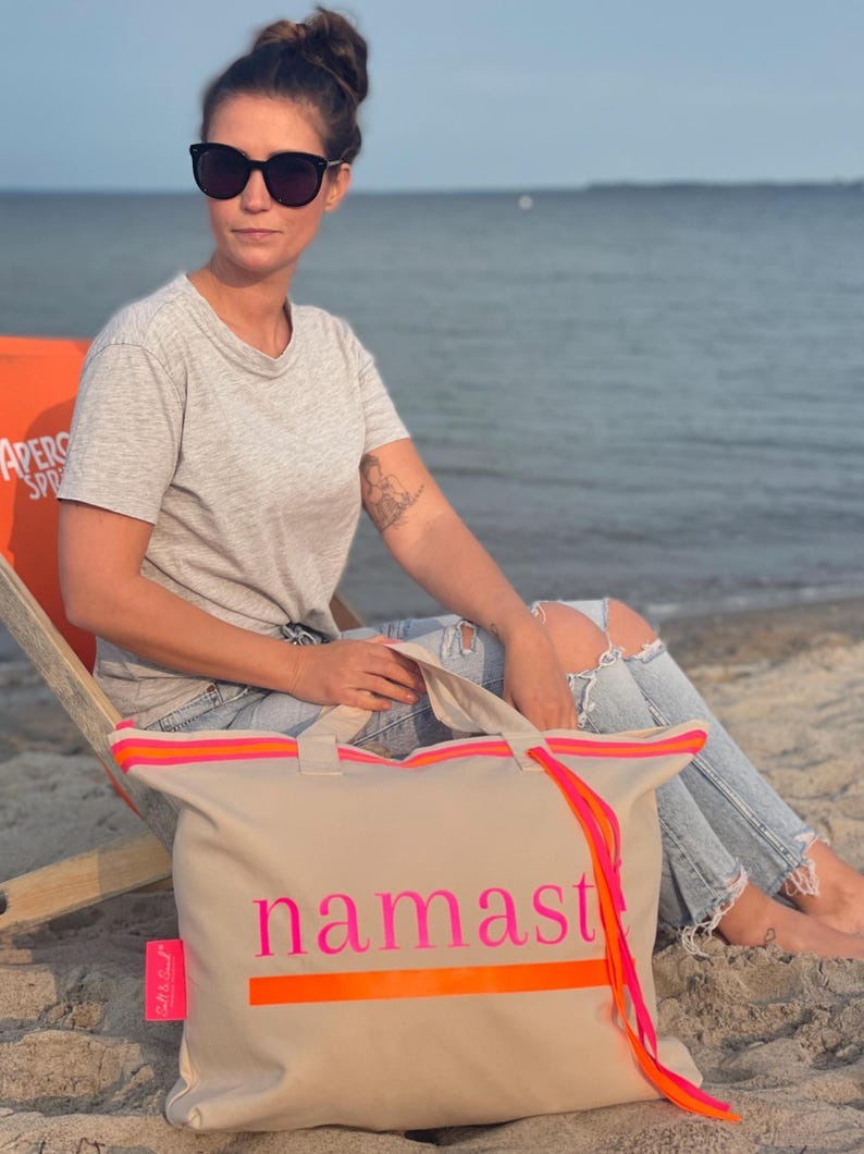 XL Canvas Shopper Strandtasche beige Namasté