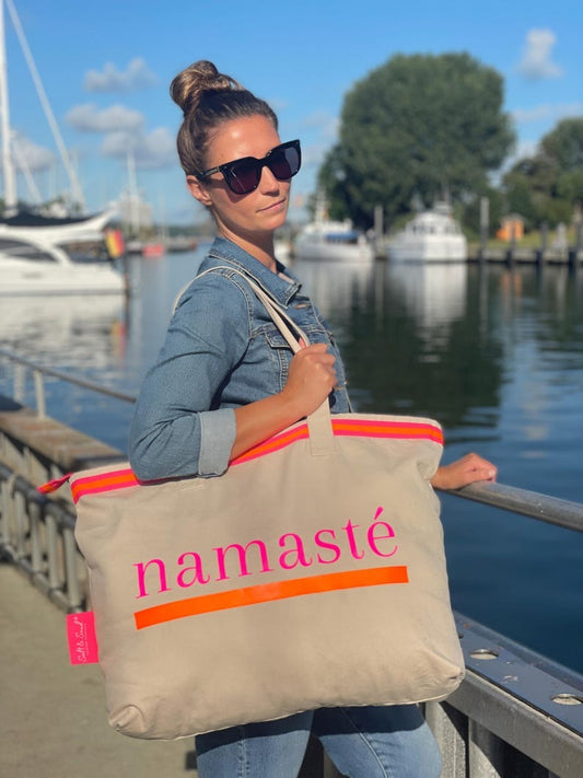 XL Canvas Shopper Strandtasche beige Namasté