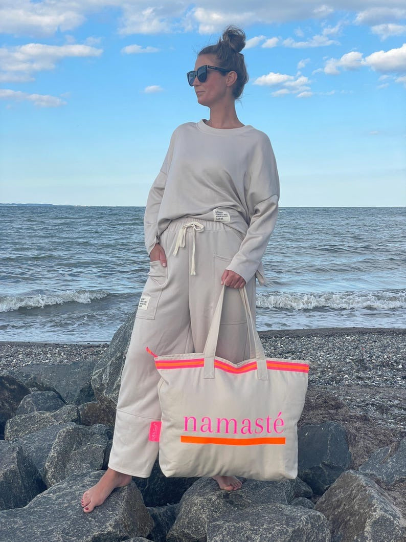 XL Canvas Shopper Strandtasche beige Namasté