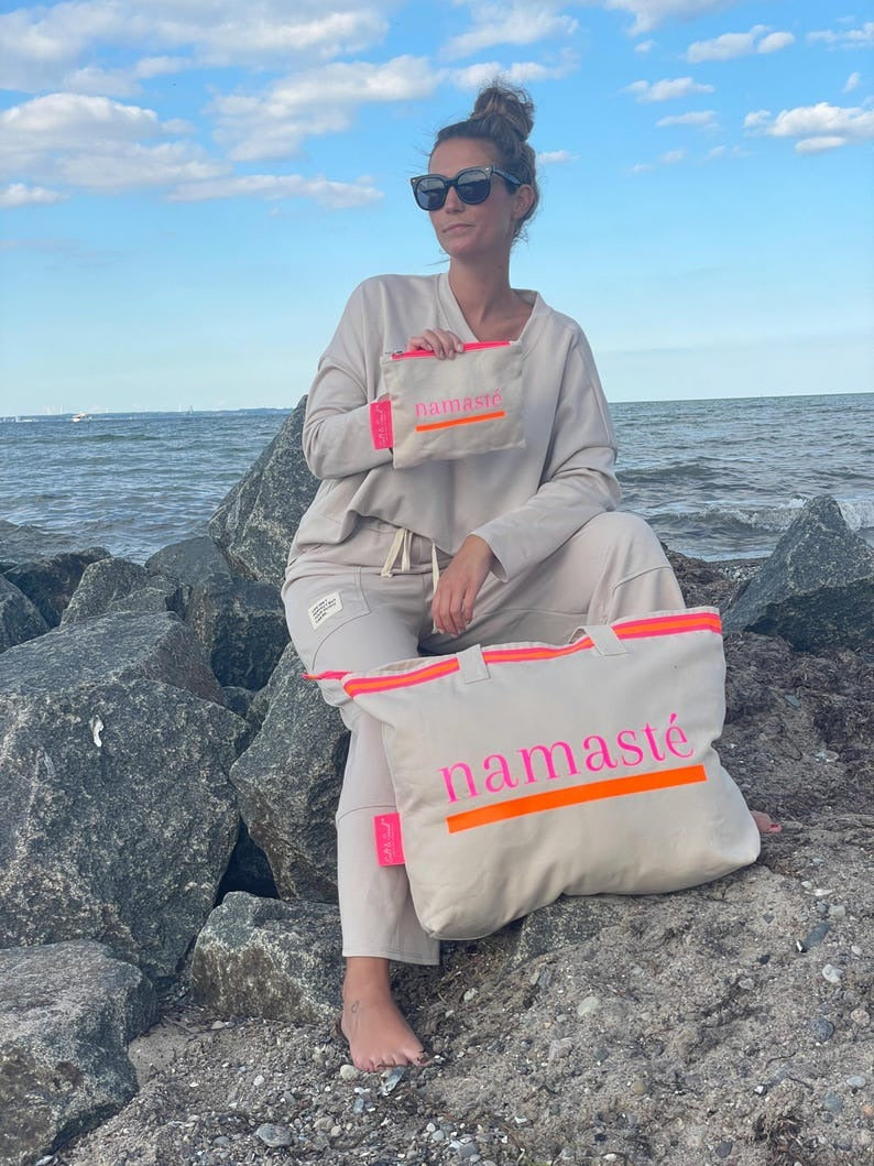 XL Canvas Shopper Strandtasche beige Namasté