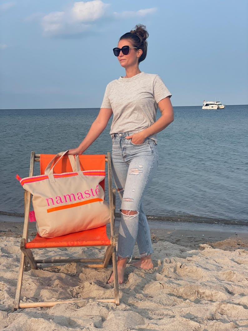 XL Canvas Shopper Strandtasche beige Namasté