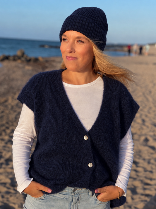 Kaschmir-Strickmütze in Marine Blau