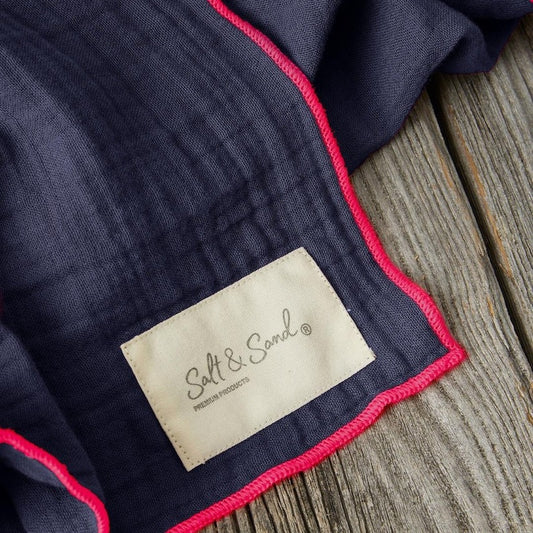 Musselin Tuch Damen l Blau mit Pink