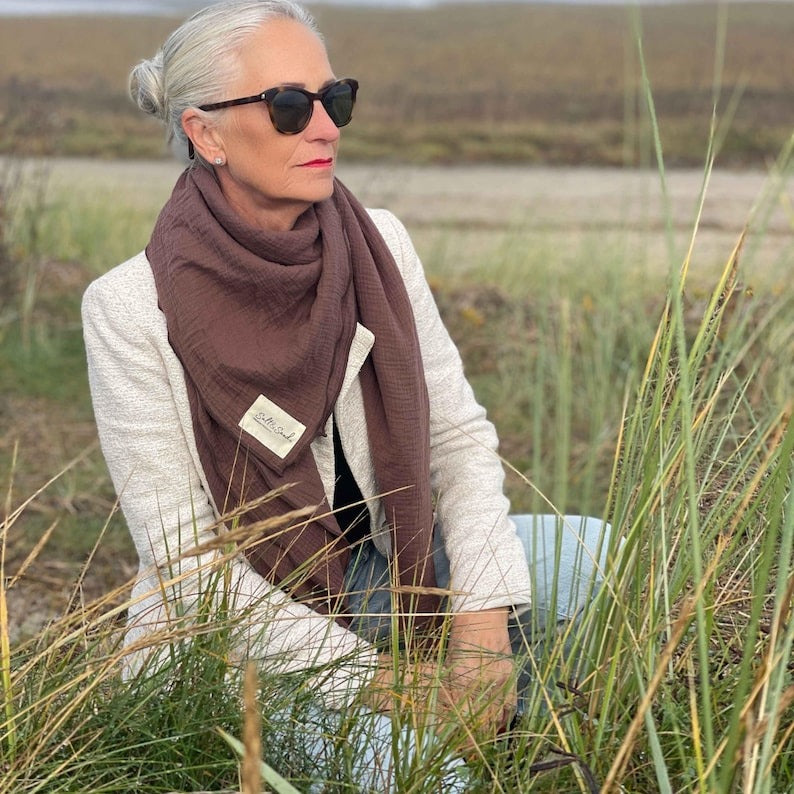 Musselin Tuch Damen l Braun