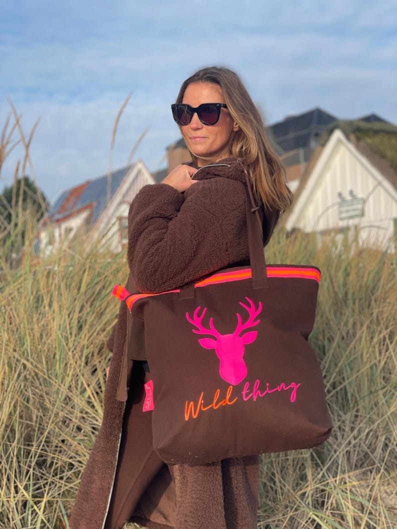 Canvas Shopper Tasche braun Wild Thing Hirsch