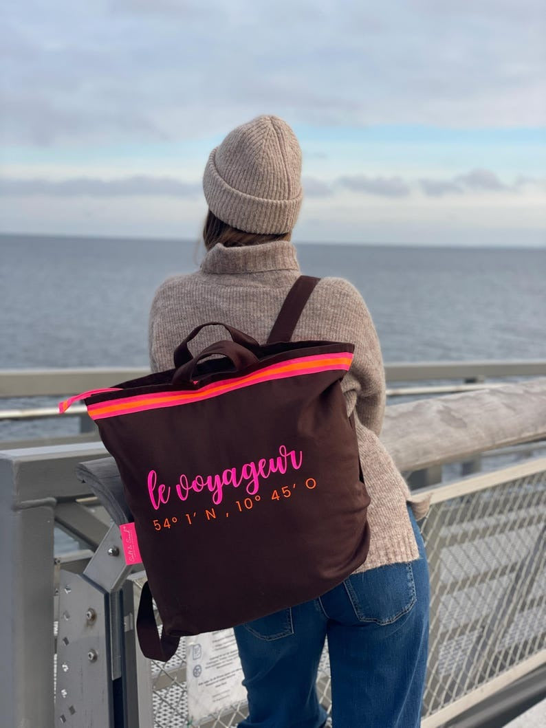 Canvas Rucksack Damen l braun Le Voageur