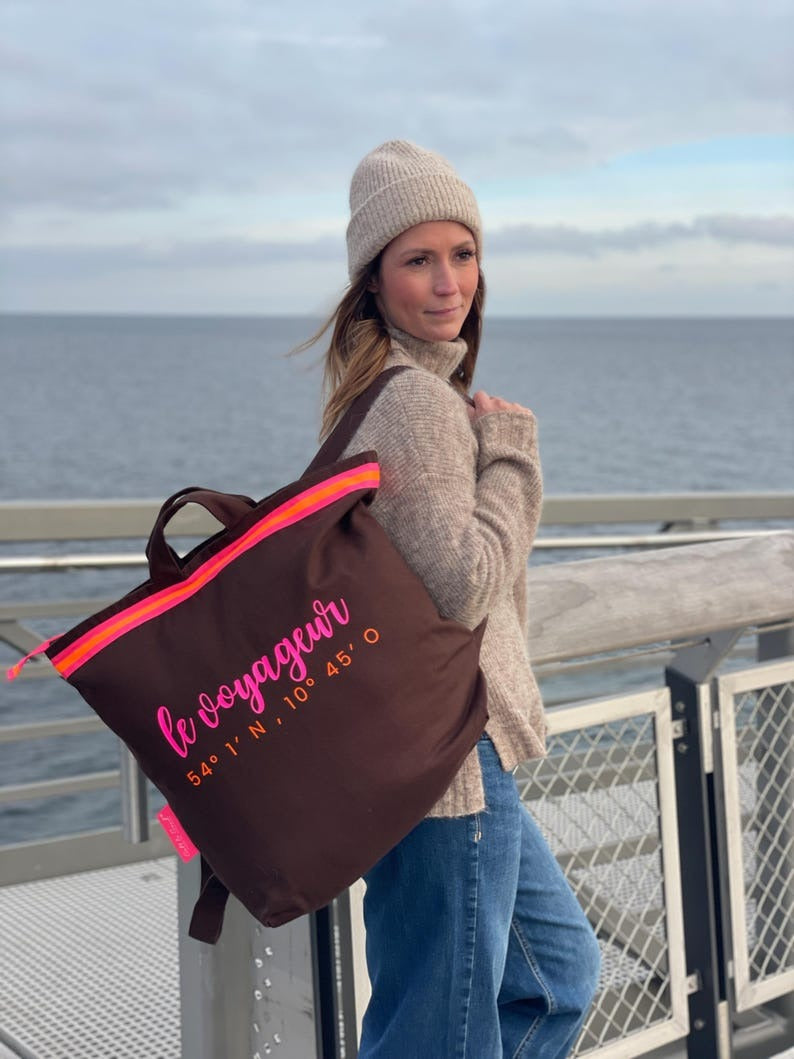 Canvas Rucksack Damen l braun Le Voageur