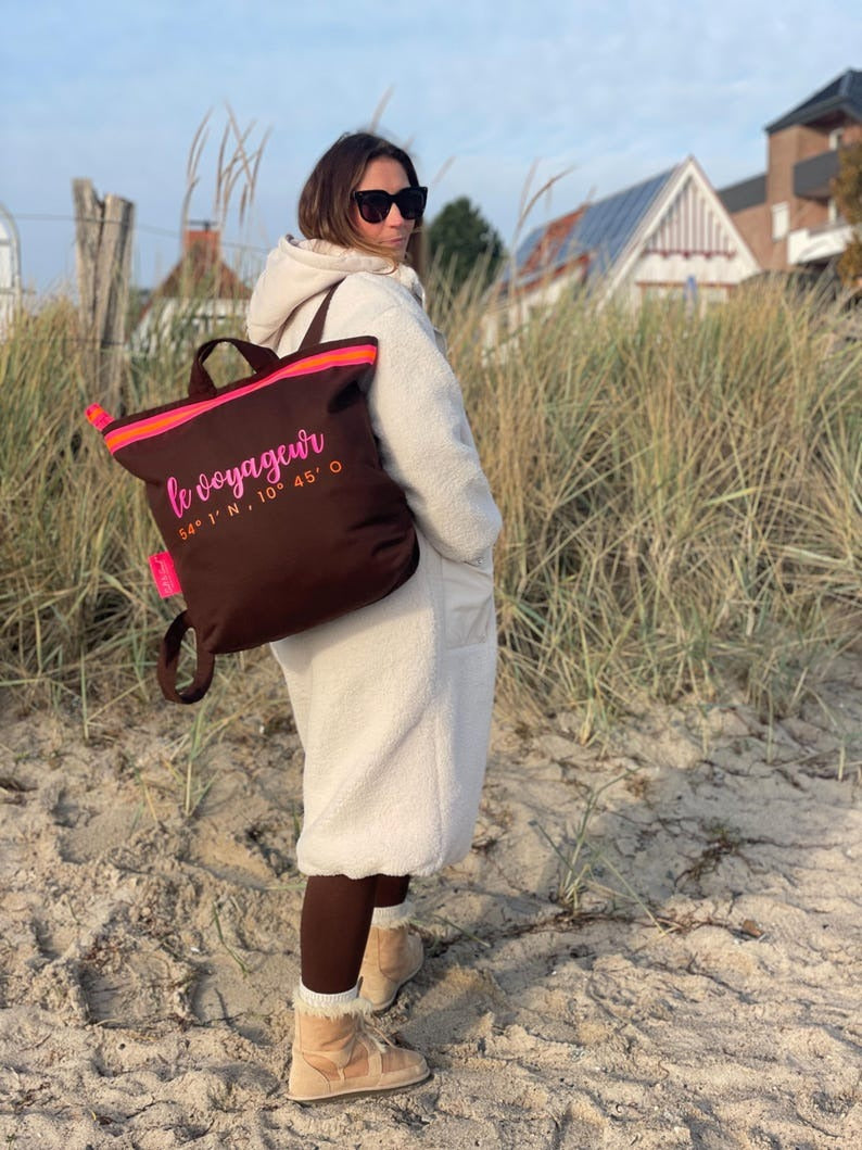 Canvas Rucksack Damen l braun Le Voageur