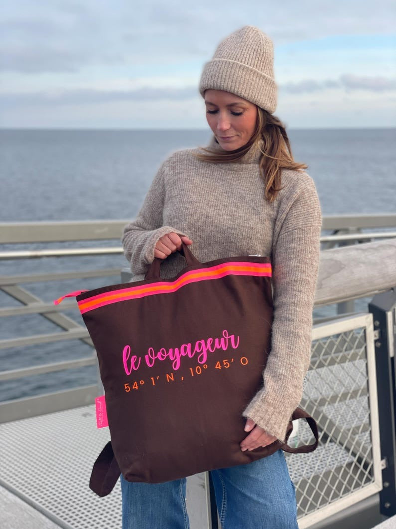 Canvas Rucksack Damen l braun Le Voageur