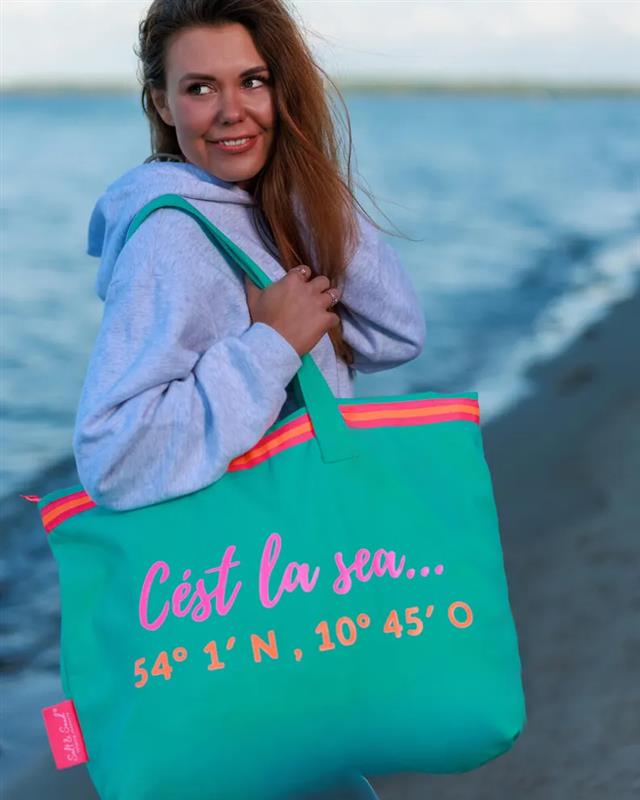 XL Canvas Shopper Strandtasche türkis Cest la sea