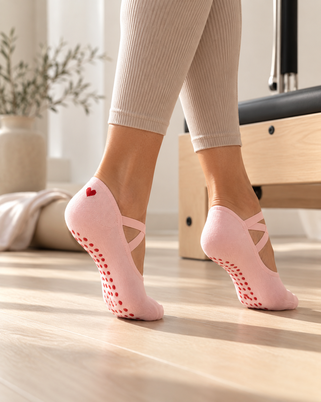 Pilates & Yoga Grip Socken „Ballet Herz“ – Rosa