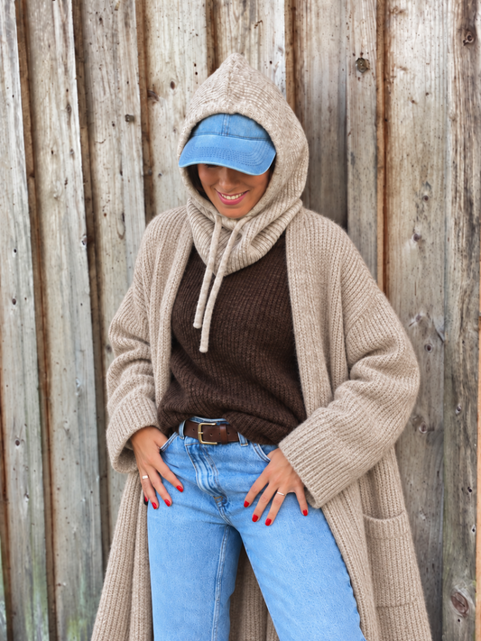 Balaclava Kapuzenmütze mit Schal – Beige
