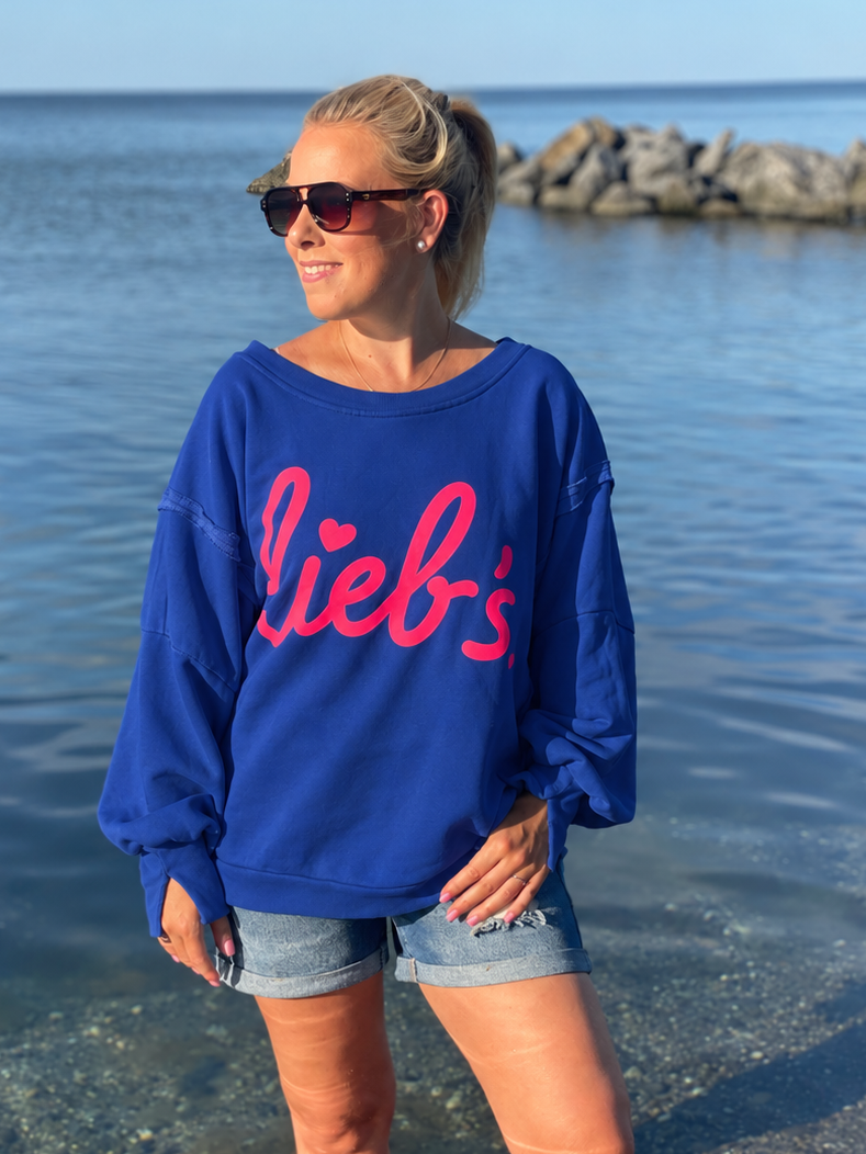 Cozy Oversize Sweatshirt "lieb´s" - Deep Water Blue