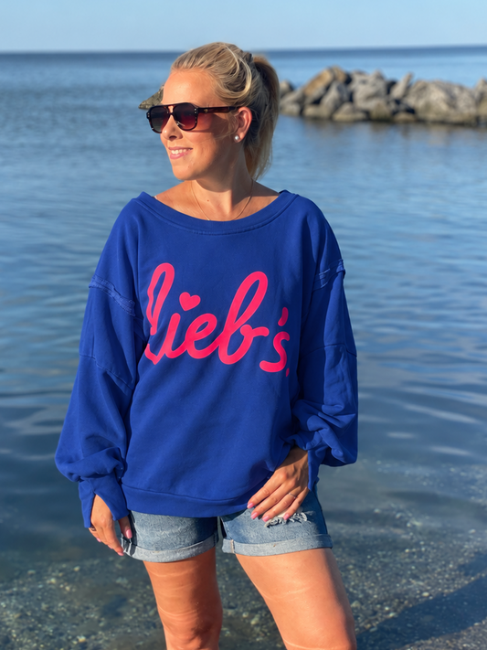 Cozy Oversize Sweatshirt "lieb´s" - Deep Water Blue