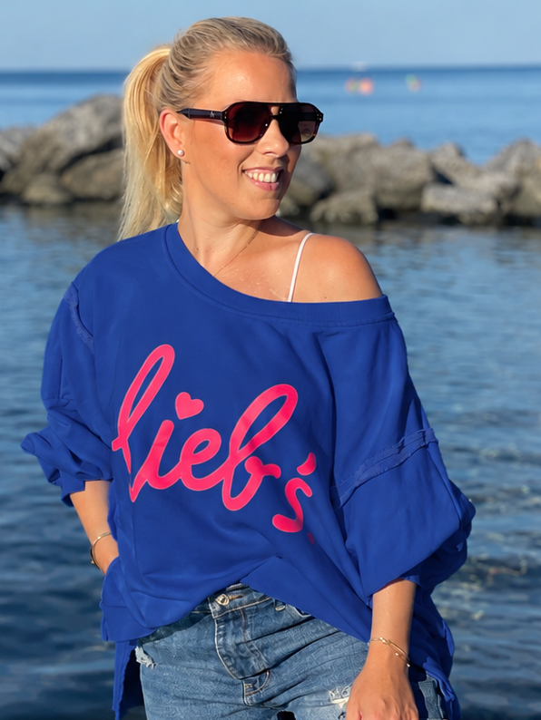 Cozy Oversize Sweatshirt "lieb´s" - Deep Water Blue