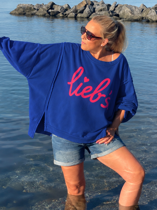 Cozy Oversize Sweatshirt "lieb´s" - Deep Water Blue