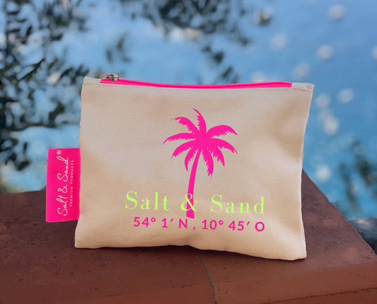 Kosmetiktasche aus Baumwoll Canvas l Beige Salt & Sand Palme