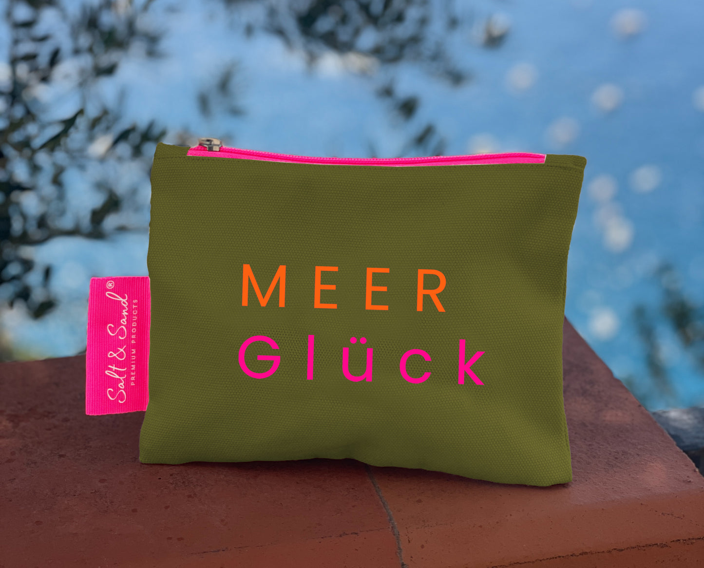 Kosmetiktasche aus Baumwoll Canvas l Oliv MEER Glück