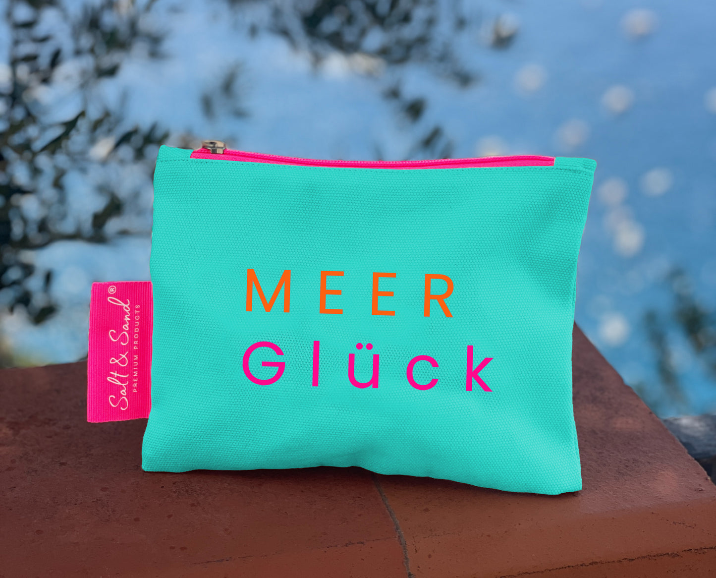 Kosmetiktasche aus Baumwoll Canvas l Türkis MEER Glück