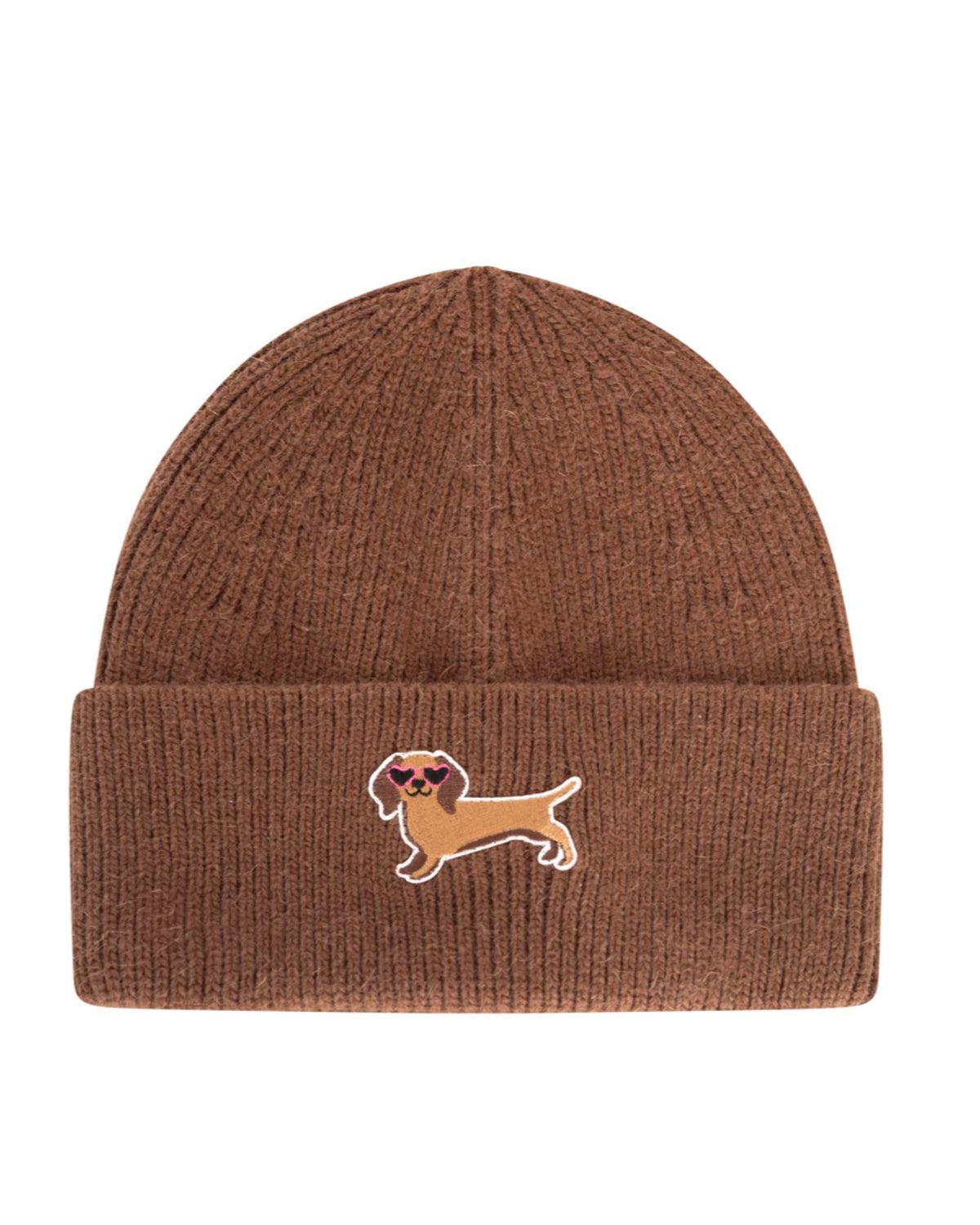 Dackel Beanie Braun – Kuschelige Strickmütze mit Dackel-Motiv