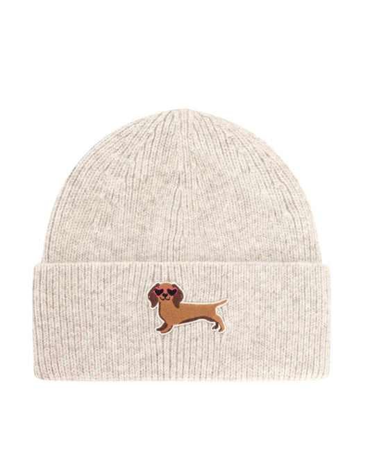 Dackel Beanie beige – Kuschelige Strickmütze mit Dackel-Motiv (Kopie)