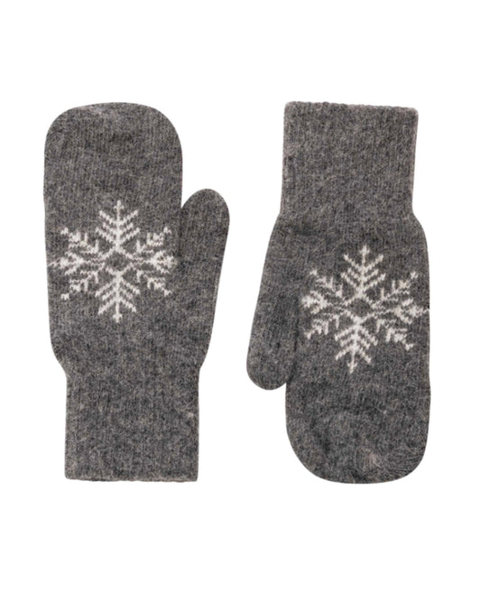 Kuschelige Fäustlinge mit Schneeflocke – Grau