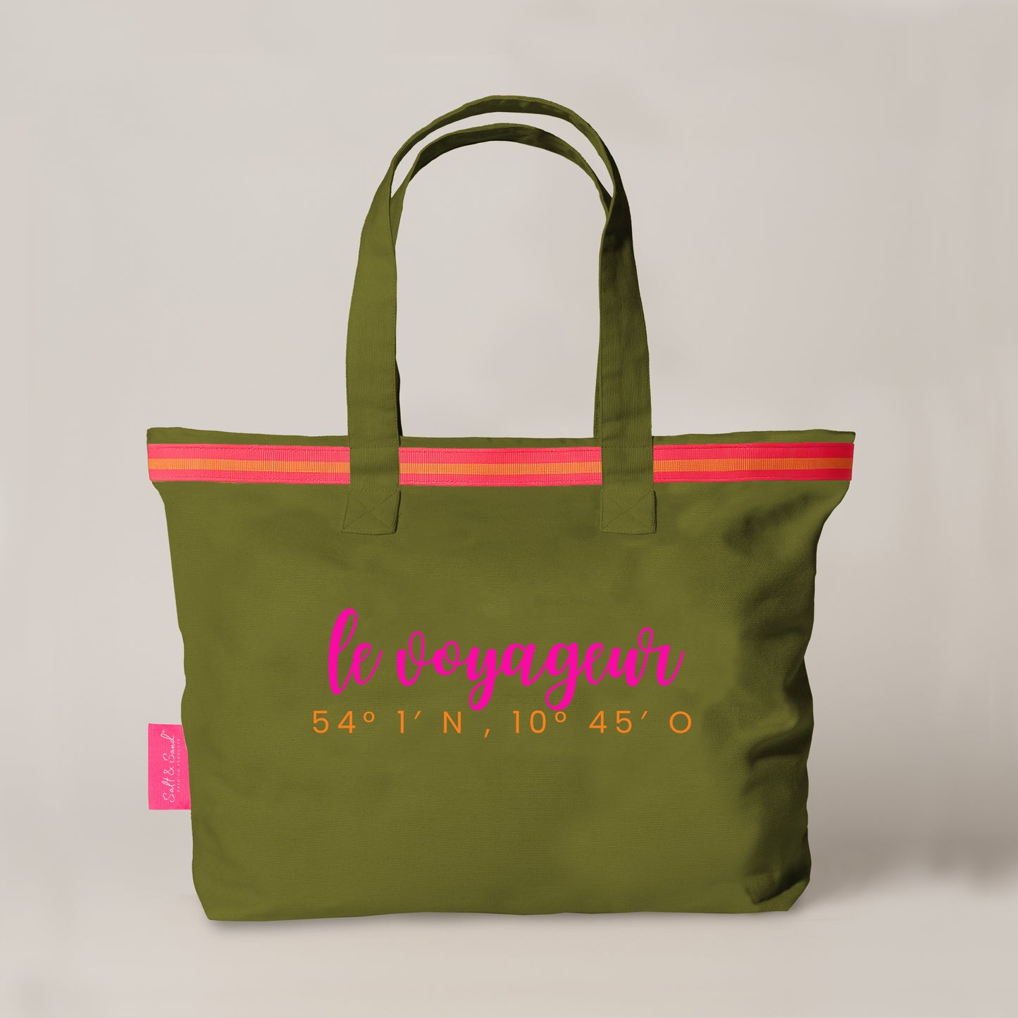 XL Canvas Shopper Strandtasche oliv Le Voyageur