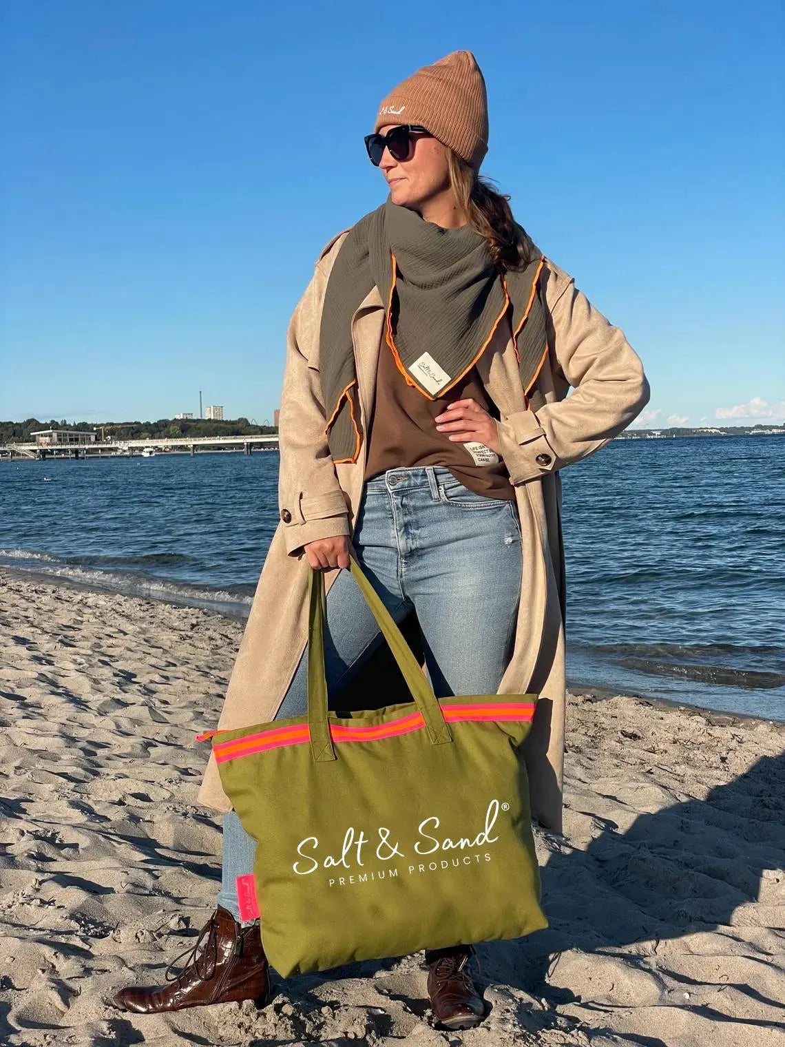 XL Canvas Shopper Strandtasche oliv Salt & Sand