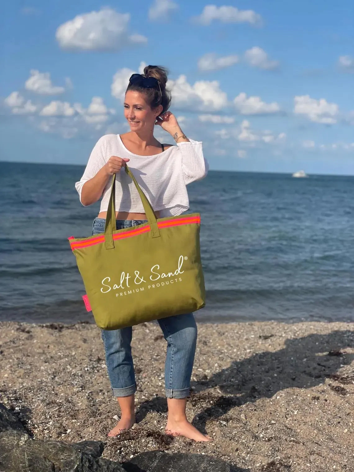 XL Canvas Shopper Strandtasche oliv Salt & Sand