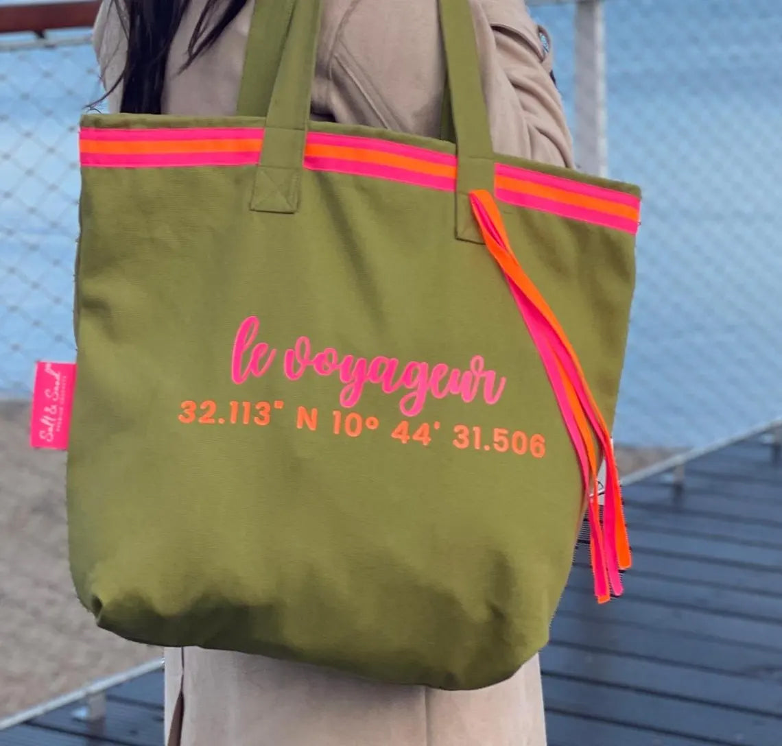 Canvas Shopper Tasche oliv Le Voageur